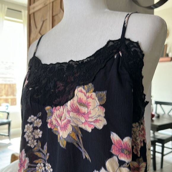 NWT Billabong Side by Side Tank Floral Black Lace Cropped Romantic Straps L - Picture 5 of 16